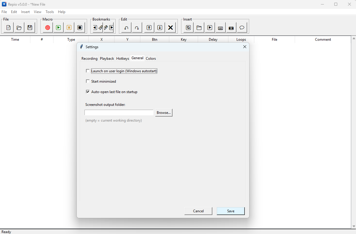 Repio — Settings Dialog